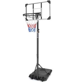 Portable Basketball Goal System With Stable Base And Wheels, Use For Indoor Outdoor Teenagers Youth Height Adjustable 5.6 To 7ft Basketball Hoop 28 In