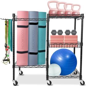 Home Gym Storage Rack, Yoga Mat Storage Rack, Gym Equipment Storage for Yoga Mats, Foam Roller, Dumbbells, Kettlebells and Resistance Bands