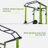 200lb Green Home Gym Set Multi-functional Power Cage, Home Adjustable Pullup Squat Rack 1000Lbs Capacity Comprehensive Fitness Barbell Rack