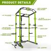 200lb Green Home Gym Set Multi-functional Power Cage, Home Adjustable Pullup Squat Rack 1000Lbs Capacity Comprehensive Fitness Barbell Rack