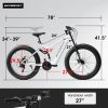 A26309 26 inch Mountain Bike,Full-Suspension 21 Speeds Drivetrain with Disc-Brake MTB Bicycle, 26*4" Fat tire Bike for Men