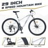 29 Inch Wheels 8 Speed Mountain Bike, for Men Women Boys and Girls, Front Suspension, Steel Frame