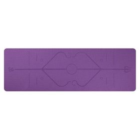 Non Slip TPE Yoga Mat Position Line Beginner (Option: Dark purple)