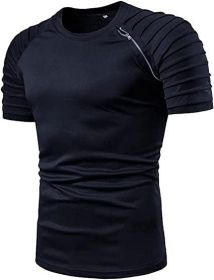 Men's Casual Shirt Short Sleeve Crewneck T Shirt Athletic Running Sport Gym Mens T Shirts (Color: navy, size: M)