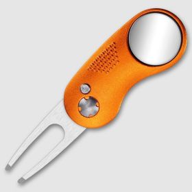 1pc HWZBBEN Steel Golf Divot Repair Switchblade Tool Pitch Groove Cleaner Golf Pitchfork Golf Fork (Color: Orange)