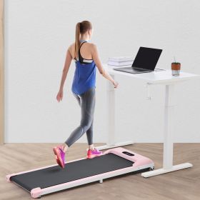 2 in 1 Under Desk Electric Treadmill 2.5HP; with Bluetooth APP and speaker; Remote Control; Display; Walking Jogging Running Machine Fitness Equipment (Color: Pink)