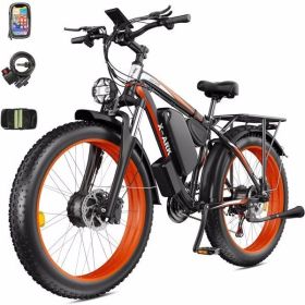 Electric Bike 2000W Dual Motor Fat Tire 26x4 Mountain Bike (Color: as picture)