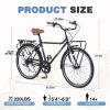 7 Speed, Steel Frame, Multiple Colors 26 Inch Vintage Style Bike,Retro Commute Bike for Women and Men