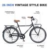 7 Speed, Steel Frame, Multiple Colors 26 Inch Vintage Style Bike,Retro Commute Bike for Women and Men